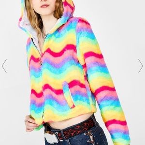 Dolls kill fuzzy rainbow sweater